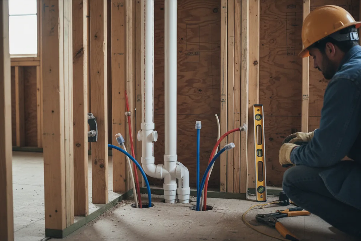 Drain and supply rough-in during Drain Cleaning in Genesee